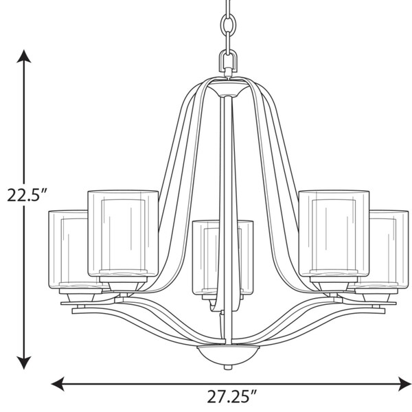 Kene Collection Brushed Nickel Five-Light Chandelier